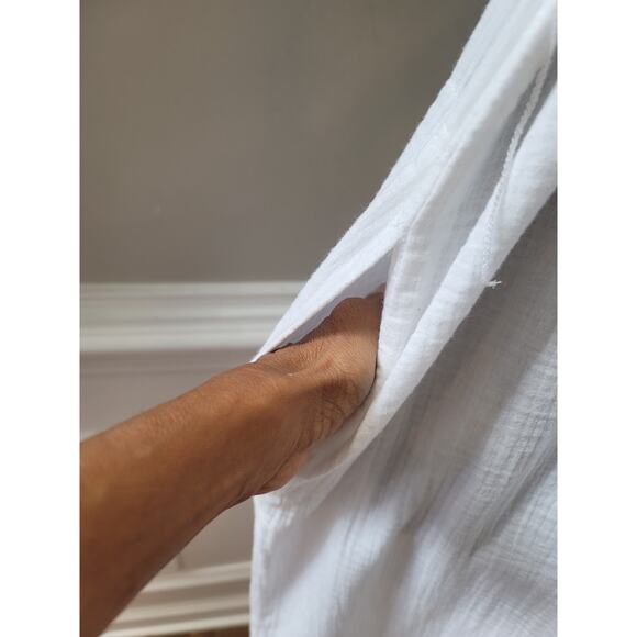 RD Style Button Down Dress Women Medium White Cotton Lightweight Casual - Picture 8 of 15